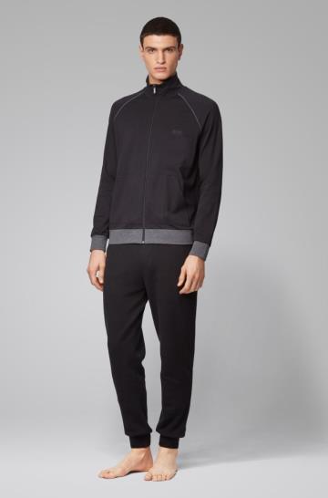 Kurtka BOSS Regular Fit Loungewear Czarne Męskie (Pl72312)